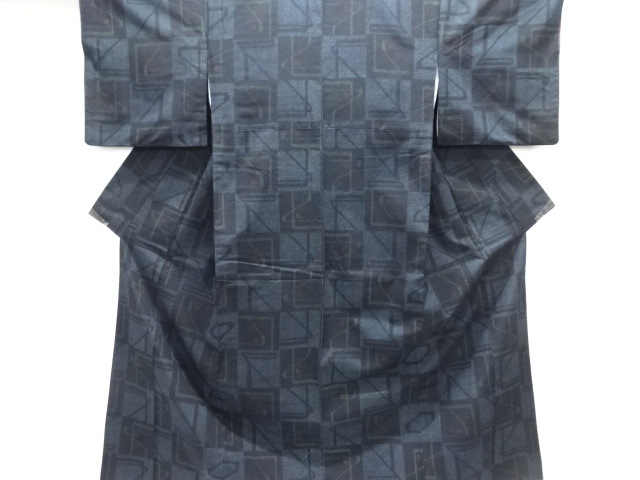 JAPANESE KIMONO / TSUMUGI / WOVEN ABSTRACT PATTERN